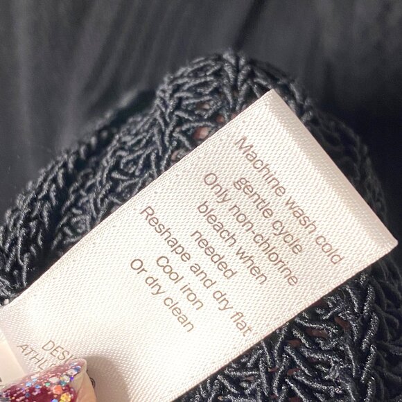 Athleta Womens Black Open-Knit Long Cardigan Sweater Large stretch casual comfy - Picture 7 of 8